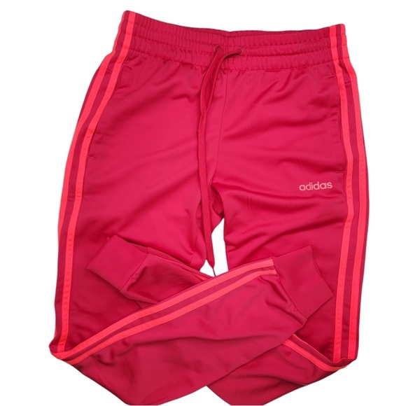 Adidas track pants reddish neon pink semi fitted athletic workout joggers - Picture 2 of 8